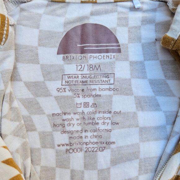 Brixton Phoenix Cream and Brown Wavy Checker Bamboo Zip Romper 12-18M - Picture 7 of 10